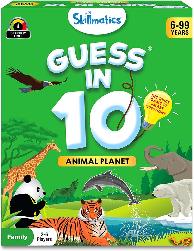 Skillmatics Card Game - Guess in 10 Animal Planet, Perfect for Boys, Girls, Kids, and Families Who Love Toys, Board Games, Gifts for Ages 6, 7, 8, 9